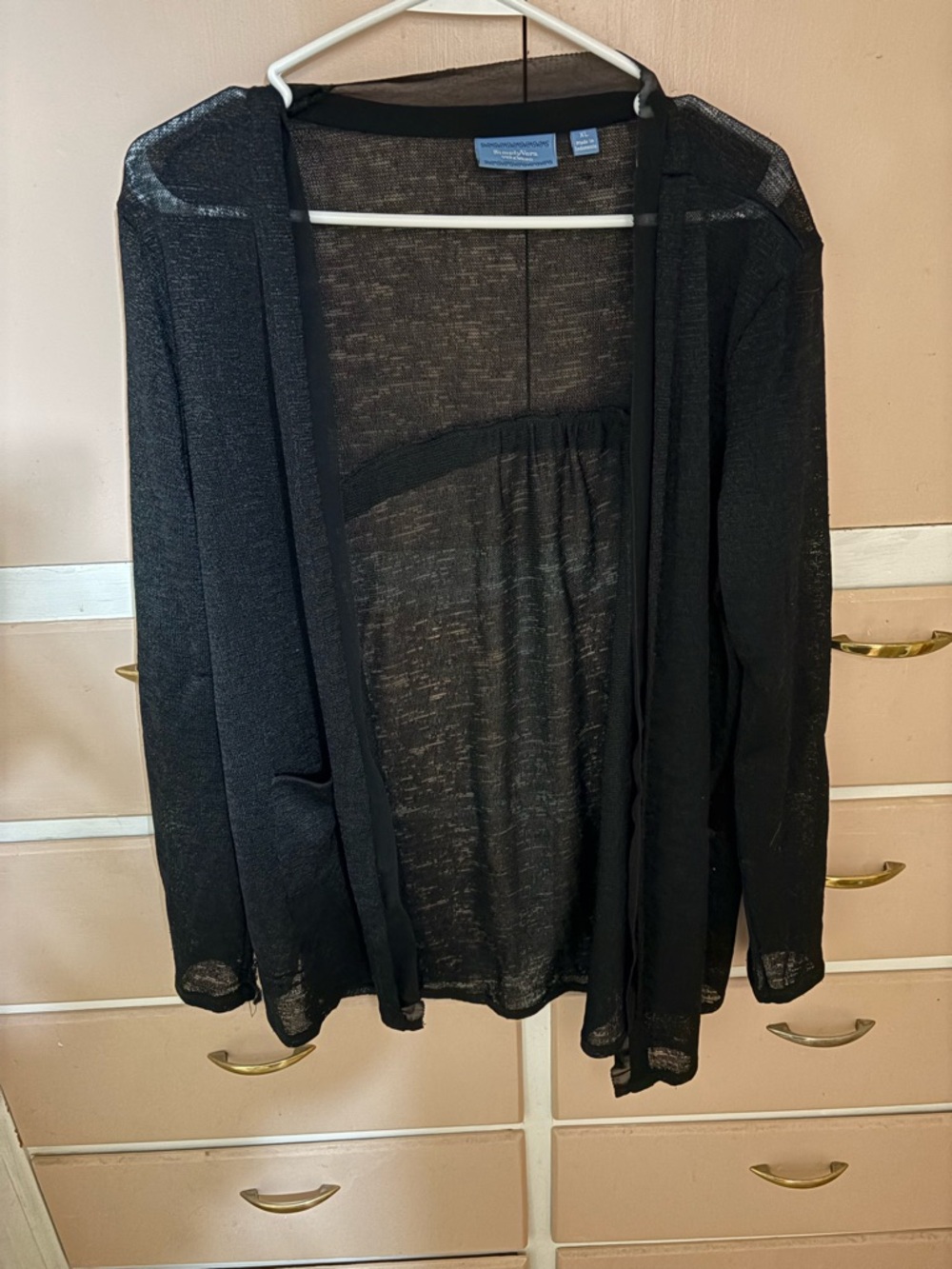Simply Vera Vera Wang Black Sheer Open Cardigan - Picture 4 of 7
